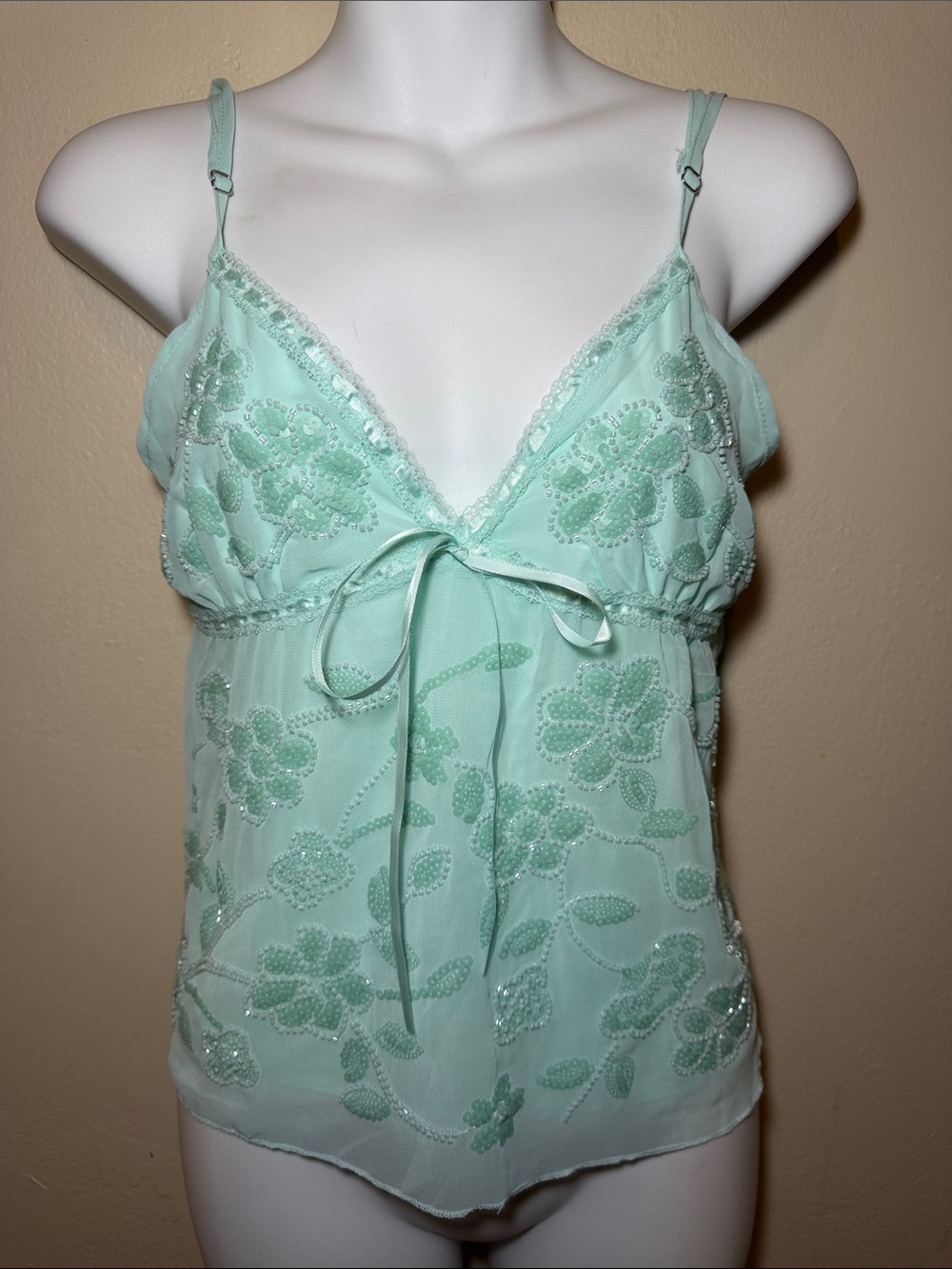 Madden Girl Mint Green Embroidered Cami Top